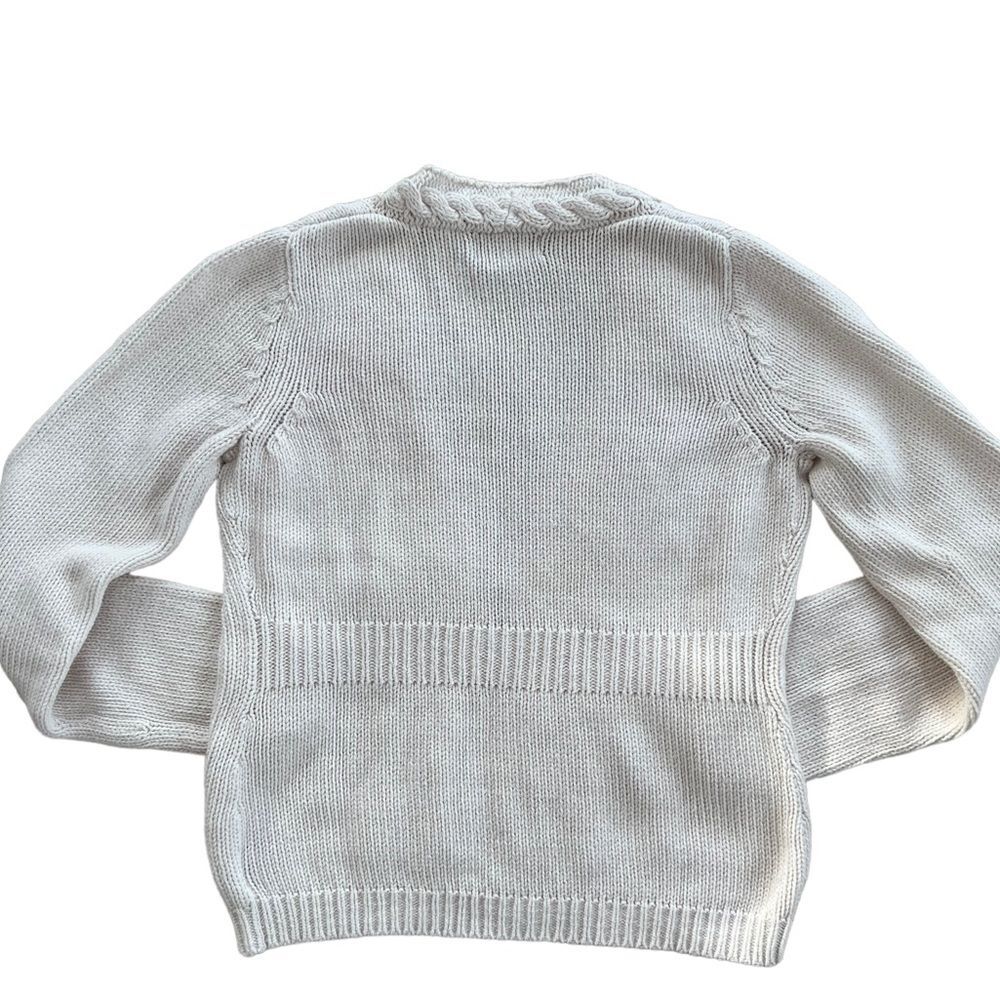 Eddie Bauer Cable Knit Soft Ivory Long Sleeve One Hook Cardigan Sweater - Picture 2 of 10